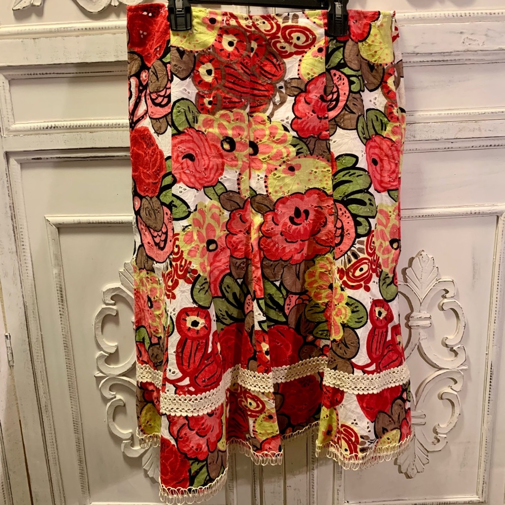 Floral linen skirt